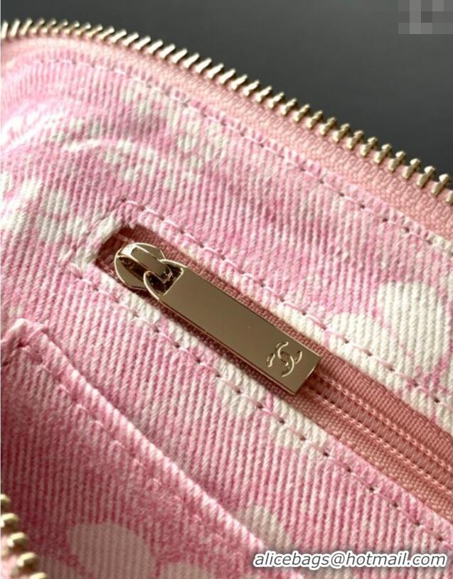 Best Price Chanel Printed Denim Large Hobo Bag AS5431 Light Pink/White 2025