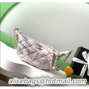 Luxury Discount Chanel Printed Denim Large Hobo Bag AS5431 Grey/White 2025