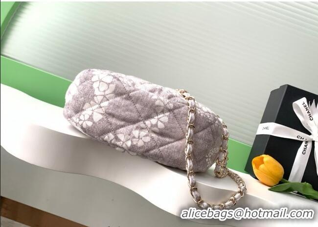 Luxury Discount Chanel Printed Denim Large Hobo Bag AS5431 Grey/White 2025