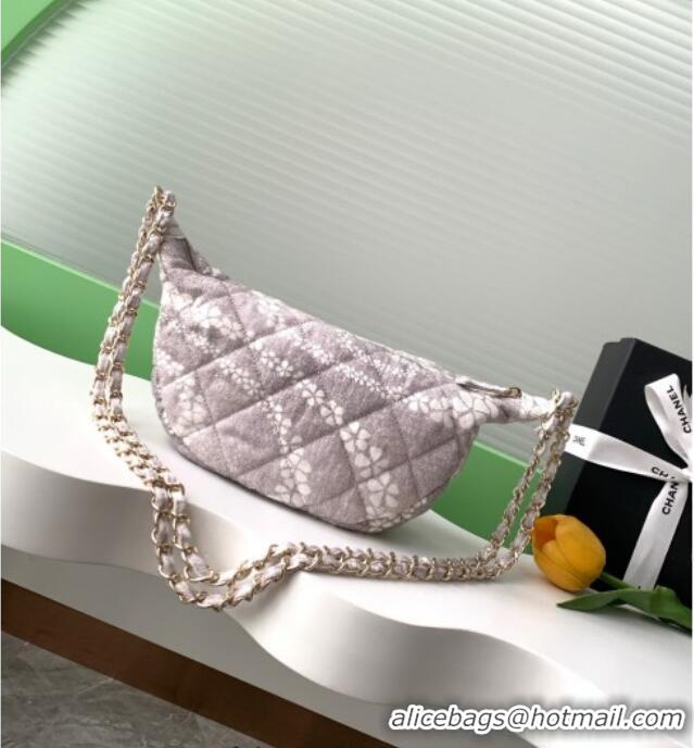 Luxury Discount Chanel Printed Denim Large Hobo Bag AS5431 Grey/White 2025