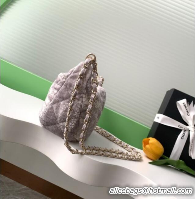 Luxury Discount Chanel Printed Denim Large Hobo Bag AS5431 Grey/White 2025
