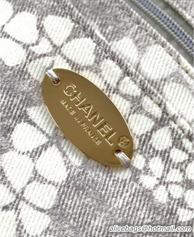 Luxury Discount Chanel Printed Denim Large Hobo Bag AS5431 Grey/White 2025