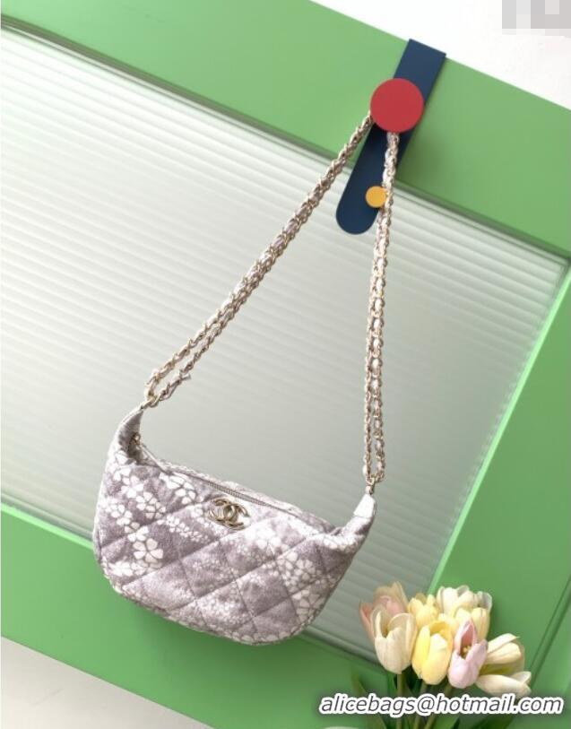 Luxury Discount Chanel Printed Denim Large Hobo Bag AS5431 Grey/White 2025