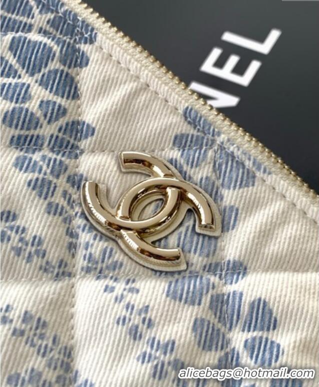 Top Design Chanel Printed Denim Large Hobo Bag AS5431 White/Blue 2025