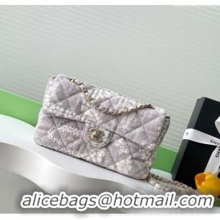 Top Grade Chanel Printed Denim Flap Bag AS5454 Grey/White 2025