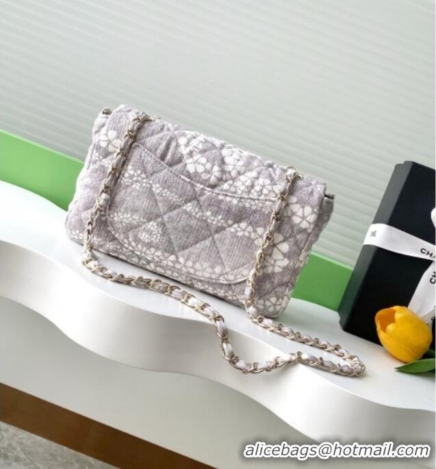 Top Grade Chanel Printed Denim Flap Bag AS5454 Grey/White 2025