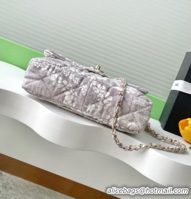 Top Grade Chanel Printed Denim Flap Bag AS5454 Grey/White 2025