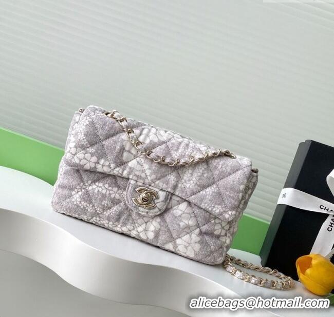 Top Grade Chanel Printed Denim Flap Bag AS5454 Grey/White 2025