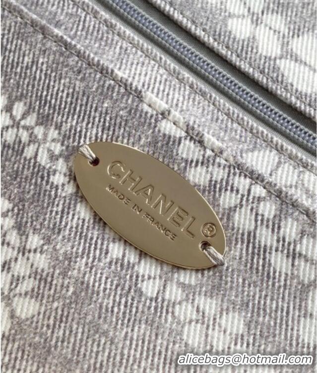 Top Grade Chanel Printed Denim Flap Bag AS5454 Grey/White 2025
