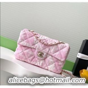 Best Price Chanel Printed Denim Flap Bag AS5454 Pink/White 2025