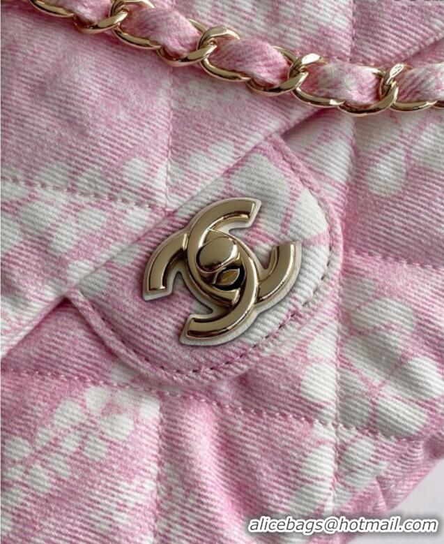 Best Price Chanel Printed Denim Flap Bag AS5454 Pink/White 2025