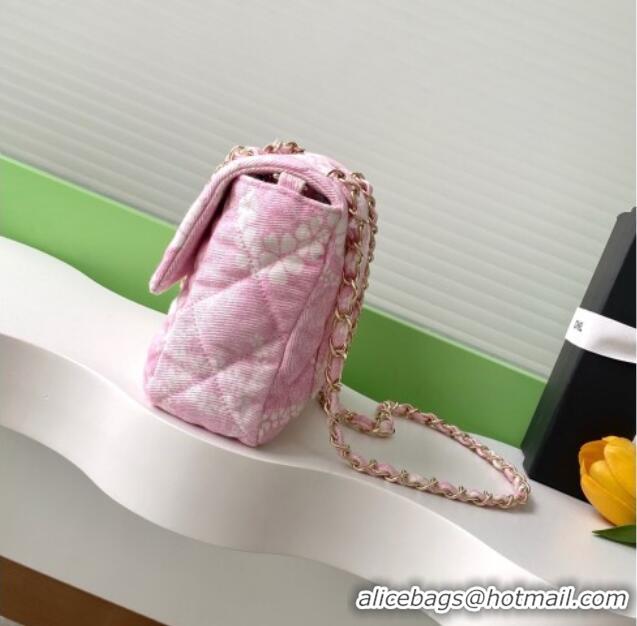 Best Price Chanel Printed Denim Flap Bag AS5454 Pink/White 2025
