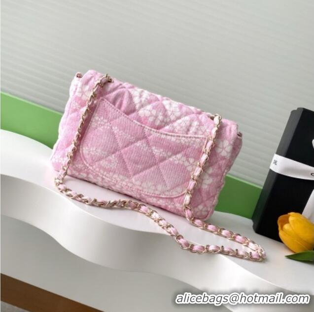 Best Price Chanel Printed Denim Flap Bag AS5454 Pink/White 2025