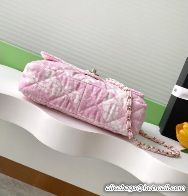 Best Price Chanel Printed Denim Flap Bag AS5454 Pink/White 2025