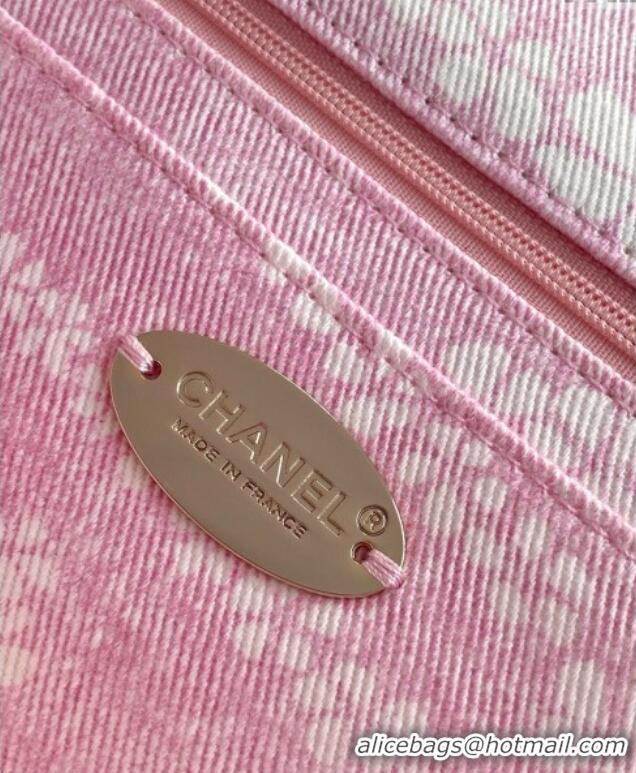 Best Price Chanel Printed Denim Flap Bag AS5454 Pink/White 2025