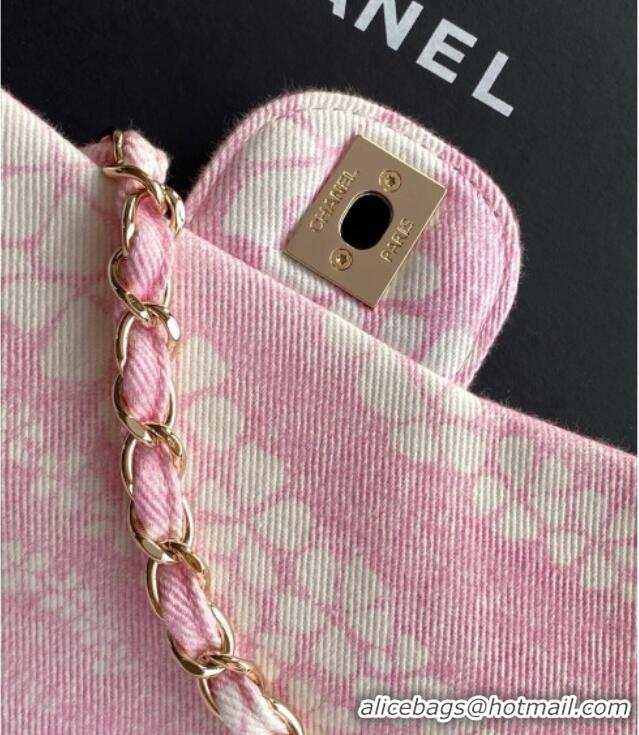 Best Price Chanel Printed Denim Flap Bag AS5454 Pink/White 2025