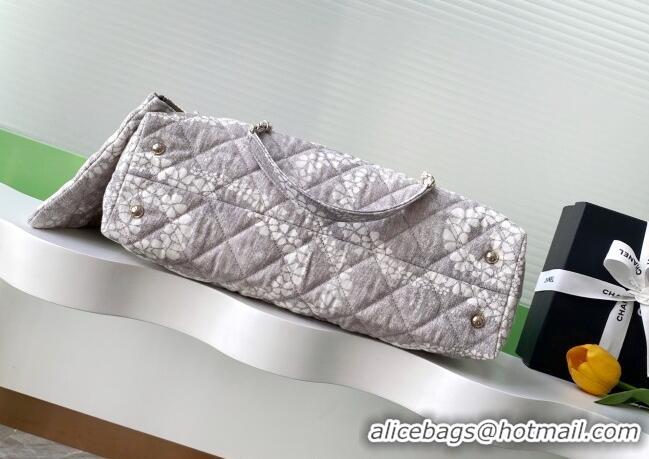 Big Discount Chanel Printed Denim Shopping Bag AS5429 Grey/White 2025