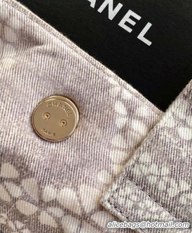 Big Discount Chanel Printed Denim Shopping Bag AS5429 Grey/White 2025