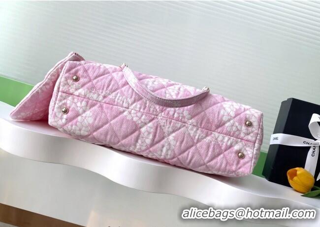 Low Cost Chanel Printed Denim Shopping Bag AS5429 Pink/White 2025