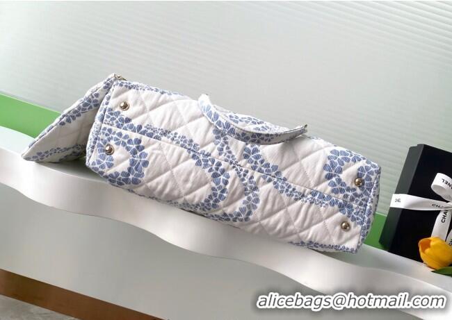 Unique Grade Chanel Printed Denim Shopping Bag AS5429 White/Blue 2025