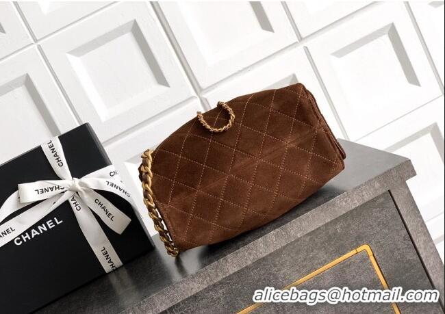 Well Crafted Chanel 25 Mini Hobo Handbag in Suede AS5631 Dark Brown 2025