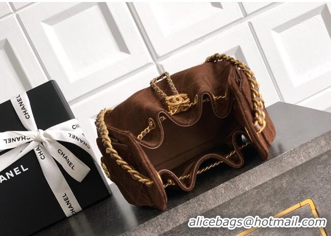 Well Crafted Chanel 25 Mini Hobo Handbag in Suede AS5631 Dark Brown 2025
