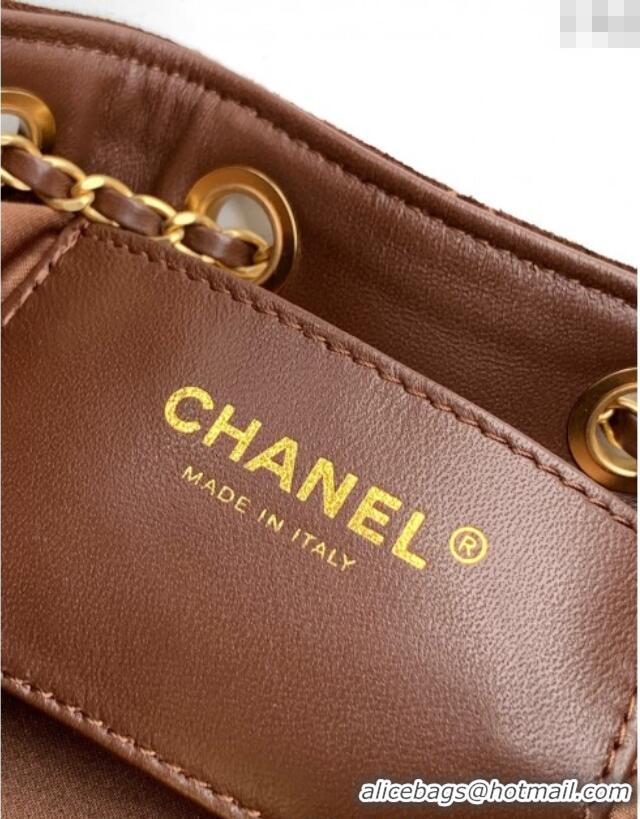Well Crafted Chanel 25 Mini Hobo Handbag in Suede AS5631 Dark Brown 2025