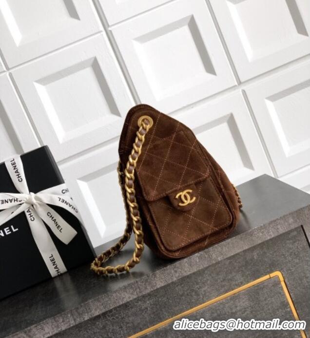 Well Crafted Chanel 25 Mini Hobo Handbag in Suede AS5631 Dark Brown 2025