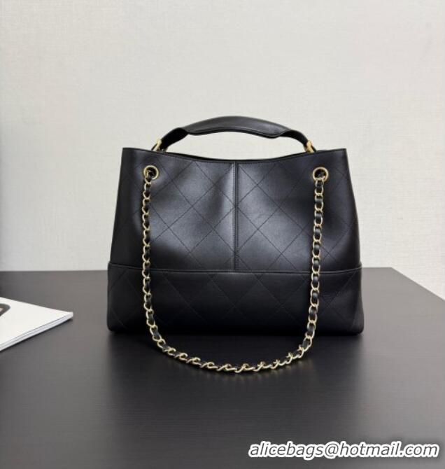Best Price Chanel Calfskin Leather Small Shopping Bag AS5634 Black 2025