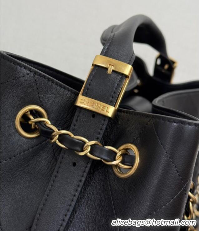 Best Price Chanel Calfskin Leather Small Shopping Bag AS5634 Black 2025