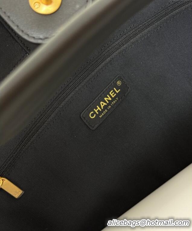 Best Price Chanel Calfskin Leather Small Shopping Bag AS5634 Black 2025