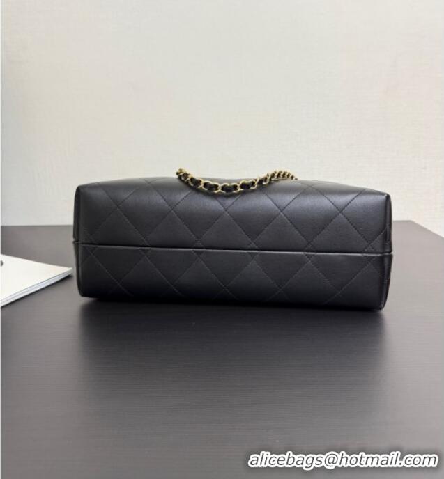 Best Price Chanel Calfskin Leather Small Shopping Bag AS5634 Black 2025
