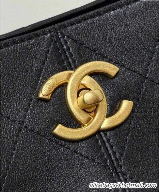 Best Price Chanel Calfskin Leather Small Shopping Bag AS5634 Black 2025