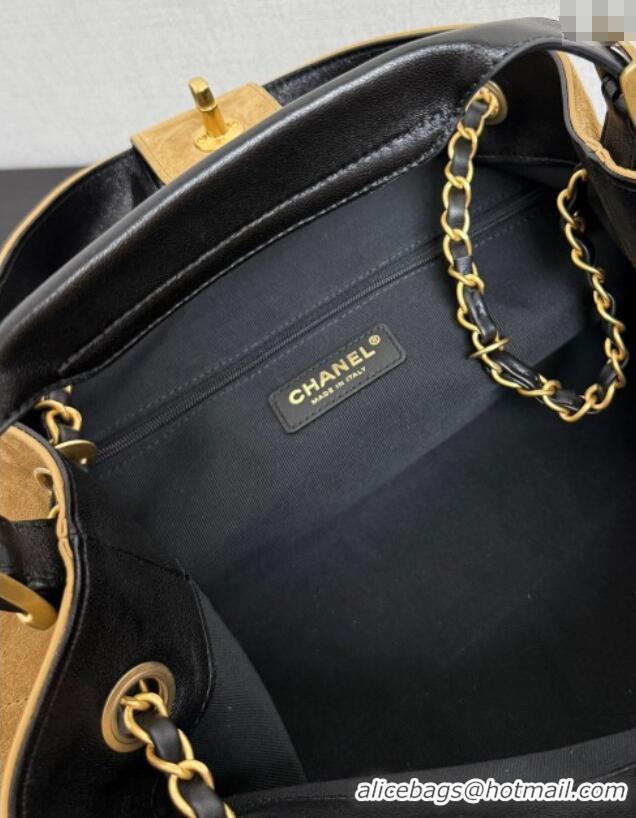 Famous Brand Chanel Suede & Lambskin Small Shopping Bag AS5634 Beige/Black 2025