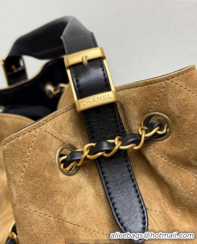 Famous Brand Chanel Suede & Lambskin Small Shopping Bag AS5634 Beige/Black 2025