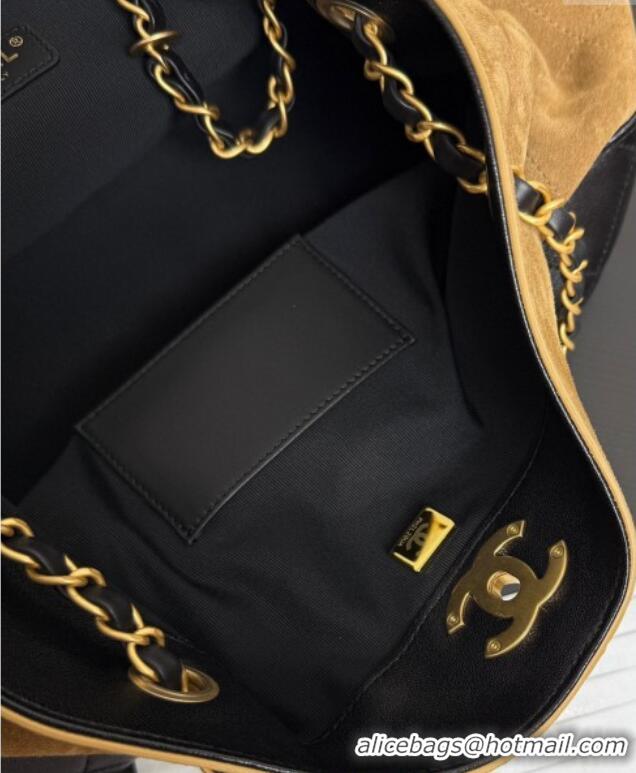 Famous Brand Chanel Suede & Lambskin Small Shopping Bag AS5634 Beige/Black 2025