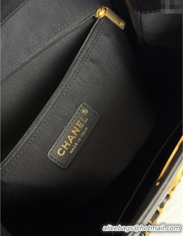 Top Design Chanel Calfskin Leather Small Shopping Bag 99485 Black 2025
