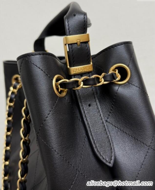Top Design Chanel Calfskin Leather Small Shopping Bag 99485 Black 2025