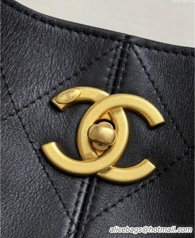 Top Design Chanel Calfskin Leather Small Shopping Bag 99485 Black 2025