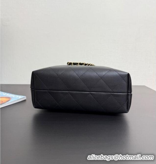 Top Design Chanel Calfskin Leather Small Shopping Bag 99485 Black 2025