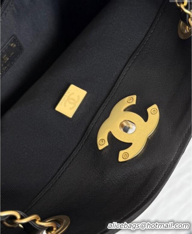 Top Design Chanel Calfskin Leather Small Shopping Bag 99485 Black 2025