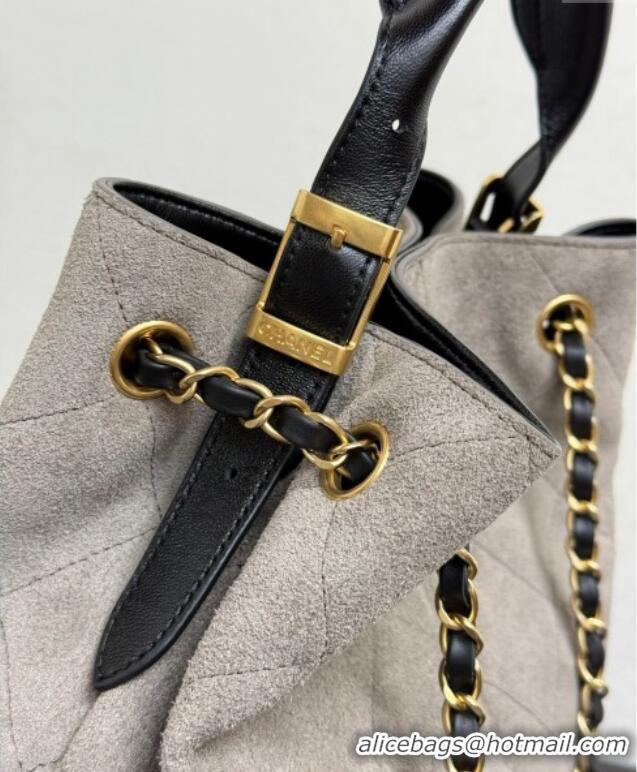 Big Discount Chanel Suede & Lambskin Small Shopping Bag 99485 Grey/Black 2025