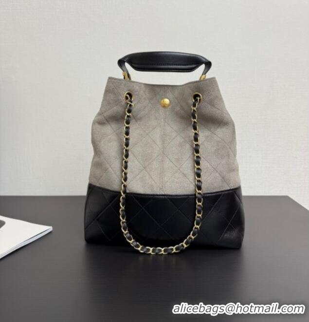 Big Discount Chanel Suede & Lambskin Small Shopping Bag 99485 Grey/Black 2025