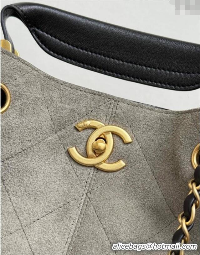Big Discount Chanel Suede & Lambskin Small Shopping Bag 99485 Grey/Black 2025