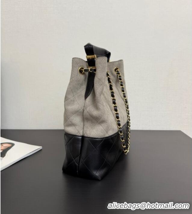 Big Discount Chanel Suede & Lambskin Small Shopping Bag 99485 Grey/Black 2025