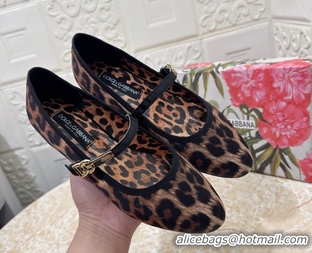 Best Price Dolce & Gabbana Leopard-print Velvet Ballet Flats Brown DG042801