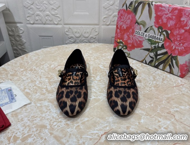 Best Price Dolce & Gabbana Leopard-print Velvet Ballet Flats Brown DG042801