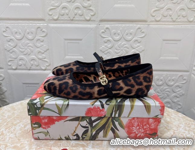 Best Price Dolce & Gabbana Leopard-print Velvet Ballet Flats Brown DG042801