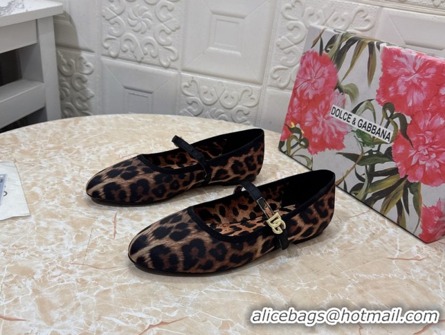 Best Price Dolce & Gabbana Leopard-print Velvet Ballet Flats Brown DG042801