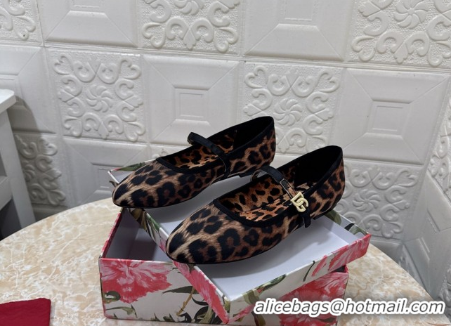 Best Price Dolce & Gabbana Leopard-print Velvet Ballet Flats Brown DG042801